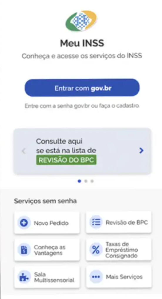 Tela 1 do aplicativo MEU INSS